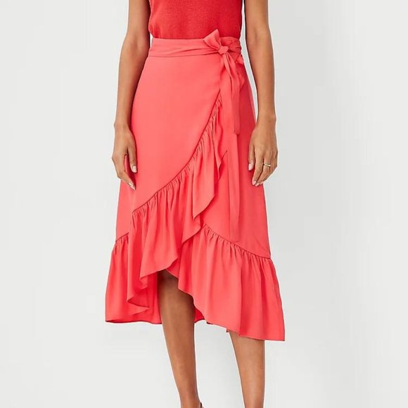 Ann Taylor Dresses & Skirts - New Ann Taylor Petite Flounce Wrap Midi Skirt